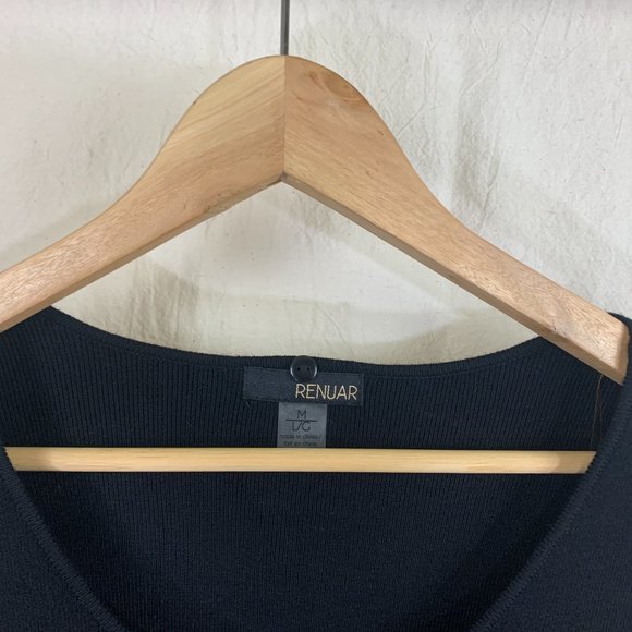 Renuar Short Sleeve Cardigan Sweater in Black Knit - Picture 5 of 7